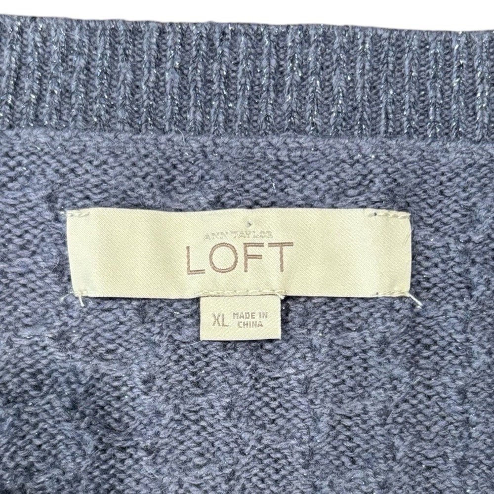 LOFT Blue Shimmer Knit Sweater – Women's XL - Picture 4 of 5